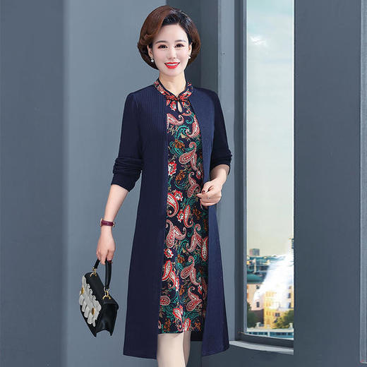 yl65714新款时尚阔太太妈妈装连衣裙