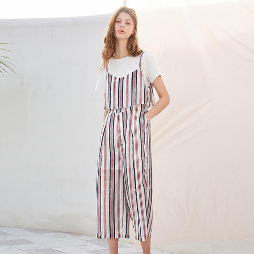 欧芮儿夏装吊带条纹连体裤 商品图4