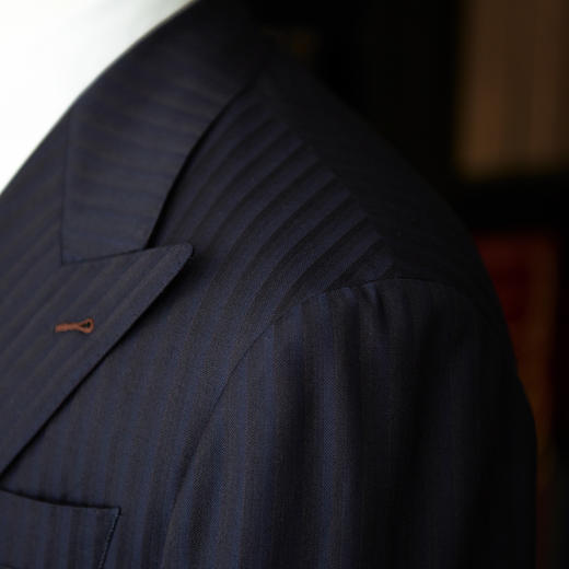 Scabal Londoner Super 140's 深蓝色暗条纹全麻衬套装 商品图2