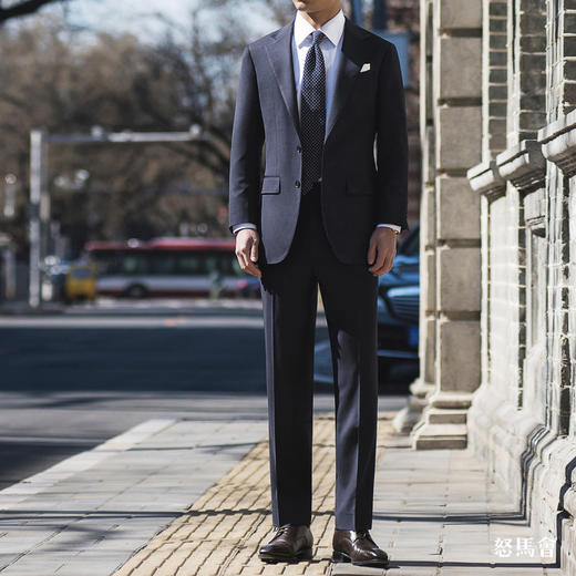 Super 120's 澳洲美丽诺羊毛公务蓝全麻衬套装 商品图0