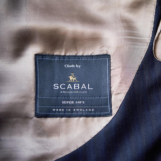 Scabal Londoner Super 140's 深蓝色暗条纹全麻衬套装 商品图4