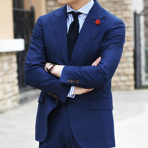 Super 120's 澳洲美丽诺羊毛皇家蓝全麻衬套装 商品图0