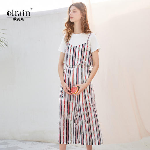 欧芮儿夏装吊带条纹连体裤 商品图0