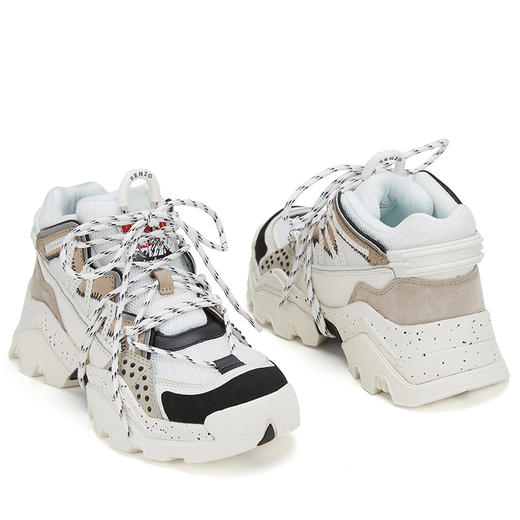 kenzo2020新款春夏系列牛皮革织物女士厚底老爹鞋k1akz011