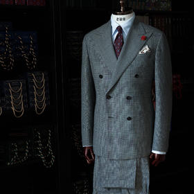 Reda ATTO Super110's 防污不易皱深灰色千鸟格全麻衬套装