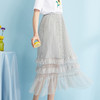 欧芮儿女新款荷叶边a字裙木耳百褶网纱半身裙女中长款8XQB11880 商品缩略图4