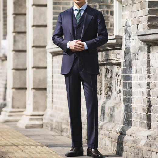 Super 120's 澳洲美丽诺羊毛藏蓝色全麻衬套装 商品图0