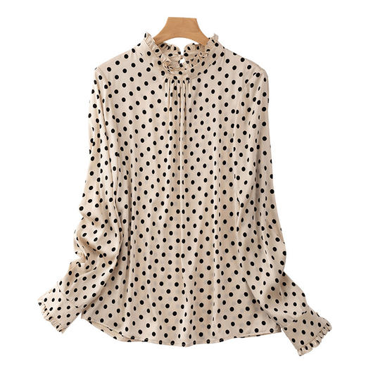 CS-2-A652春季新款木耳边半高领桑蚕丝衬衫 商品图4