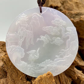 派瑞翡翠 翡翠山水牌 糯冰种 春带彩