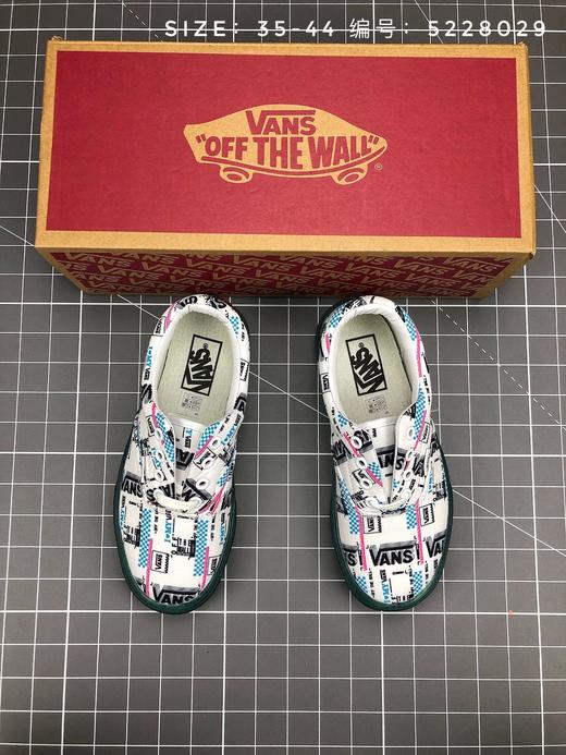 万斯Vans范斯 字母印花 果冻围条 清醒脱俗 白绿色&棕绿色 Era经典款logo 低帮男女情侣休闲帆布滑板鞋 商品图3