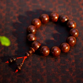 「小叶紫檀」满留疤 圆珠短款手串 18mm