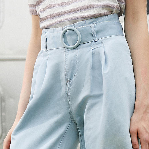 欧芮儿春装女新款收腰百搭直筒阔腿裤毛边牛仔裤女九分裤子 商品图1