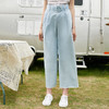 欧芮儿春装女新款收腰百搭直筒阔腿裤毛边牛仔裤女九分裤子 商品缩略图0
