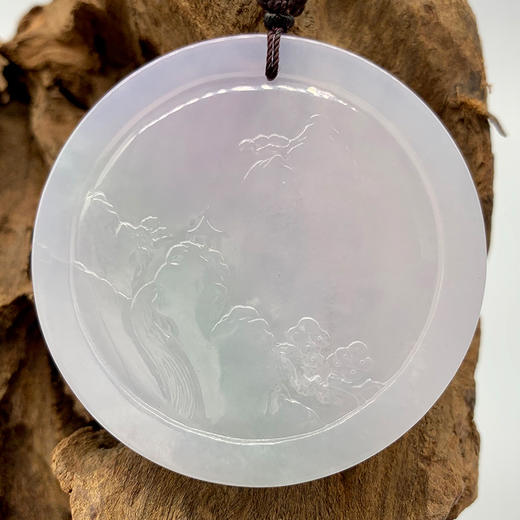 派瑞翡翠 翡翠山水牌 糯冰种 春带彩 商品图1