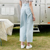 欧芮儿春装女新款收腰百搭直筒阔腿裤毛边牛仔裤女九分裤子 商品缩略图2
