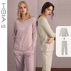 HSIA遐 圆领宽松长袖睡衣女舒适直筒睡裤可外穿纯棉家居服套装女 商品缩略图0
