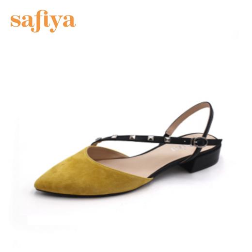Safiya索菲娅春款绒面羊皮浅口尖头粗跟单鞋女鞋SF01114097 商品图5