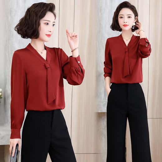 ASE-3317纯色气质一粒扣真丝衬衫 商品图3