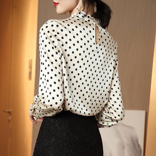 CS-2-A652春季新款木耳边半高领桑蚕丝衬衫 商品图3