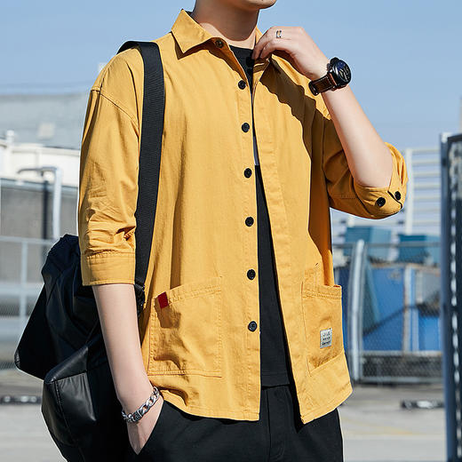 【日系复古中袖工装潮流衬衫】男装上衣宽松男士衬衣 商品图6
