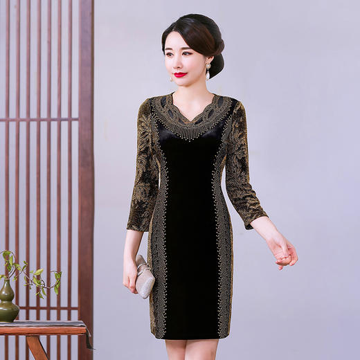 MLY-60500春装中老年大码妈妈连衣裙 商品图3