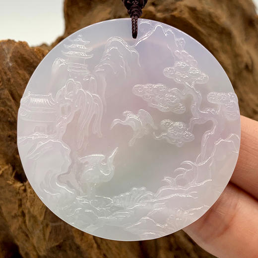 派瑞翡翠 翡翠山水牌 糯冰种 春带彩 商品图2