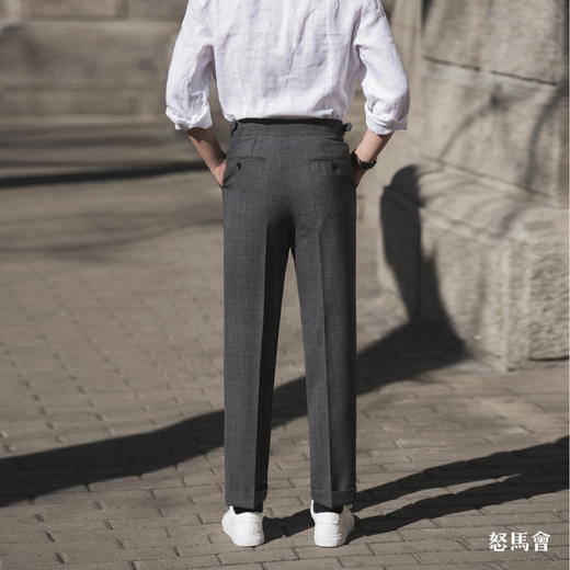 Hardy Minnis Fresco 强捻抗皱深灰色千鸟格意式工艺裤装 商品图3