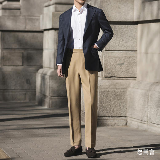 Hardy Minnis Fresco 强捻抗皱黄卡其色意式工艺裤装 商品图4