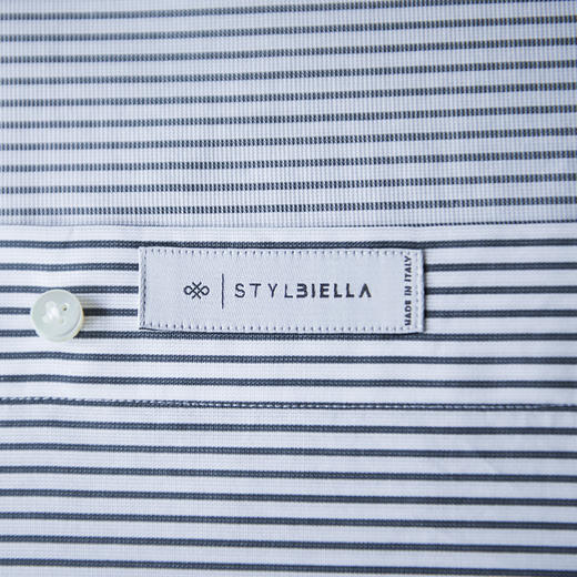Stylbiella 120支双股纱埃及棉深灰条纹府绸意式工艺衬衫 商品图8