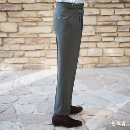 Hardy Minnis Fresco Lite 强捻抗皱绿色意式工艺裤装 商品图1