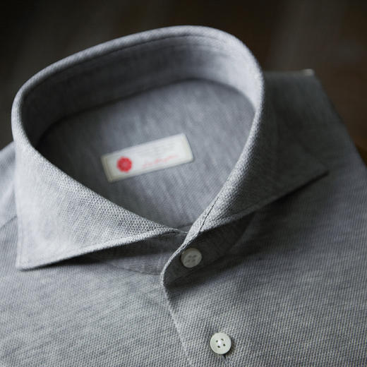 Canclini 90支双股埃及棉珠地针织灰色意式工艺衬衫 商品图3