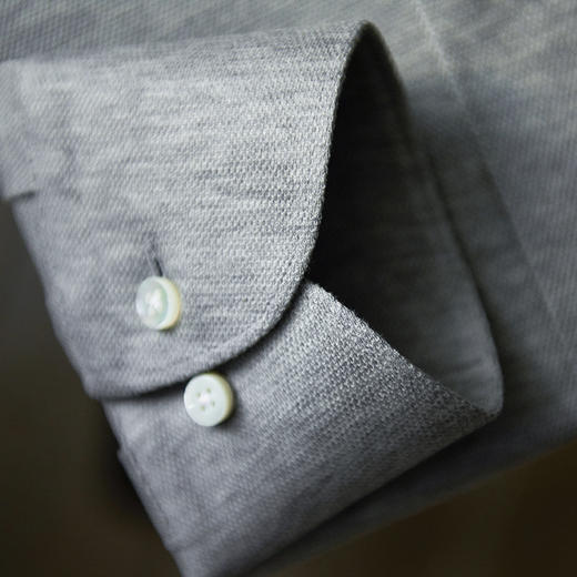 Canclini 90支双股埃及棉珠地针织灰色意式工艺衬衫 商品图4