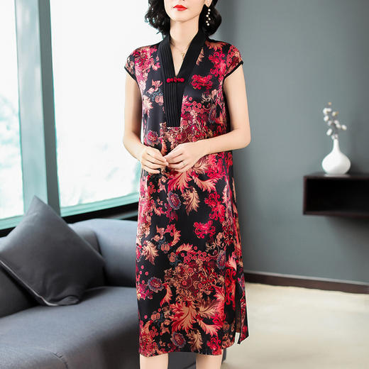 FMN-NK6662夏季新品丝绸连衣裙中年妈妈桑蚕丝气质装WY 商品图2