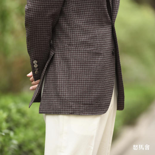 Reda ATTO Super 110's 勃艮第红小方格纹全麻衬单西 商品图2