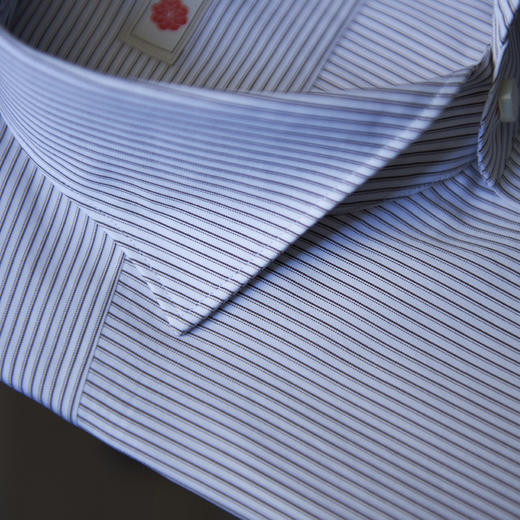 Canclini 120支双股纱埃及棉棕色细条纹意式工艺衬衫 商品图3