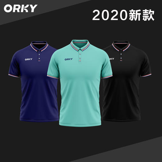 ORKY沃恺夏季足球POLO衫男翻领T恤运动透气速干订制短袖T恤文化衫 商品图0