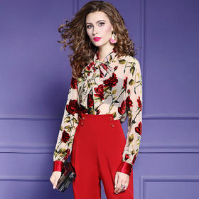 FMY-29383早春新款时尚系带宽松女士上衣