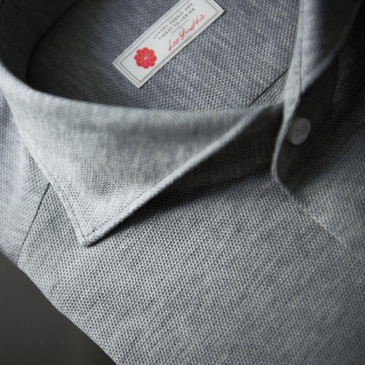 Canclini 90支双股埃及棉珠地针织灰色意式工艺衬衫 商品图2