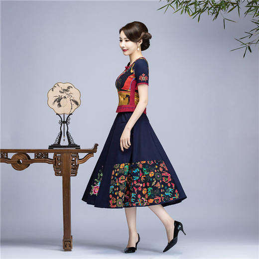 YTG-001011夏新款民族风大码修身套装国民复古短袖显瘦唐装 商品图2