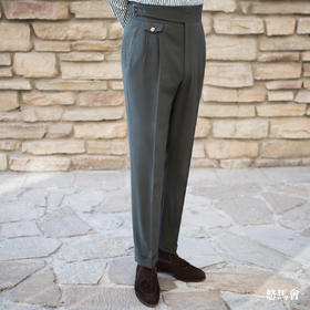 Hardy Minnis Fresco Lite 强捻抗皱绿色意式工艺裤装