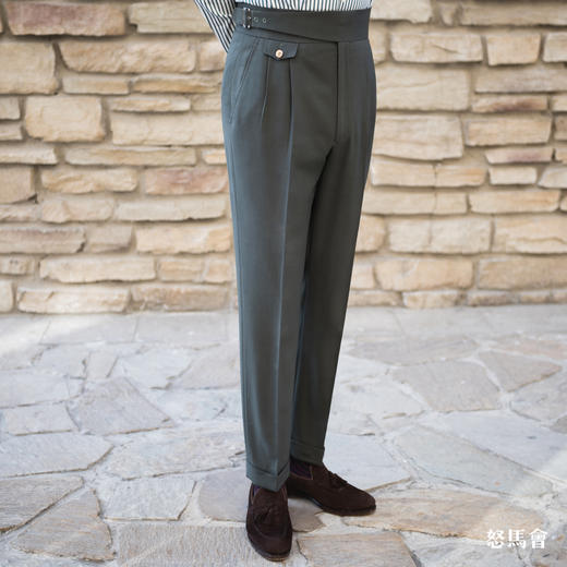 Hardy Minnis Fresco Lite 强捻抗皱绿色意式工艺裤装 商品图0