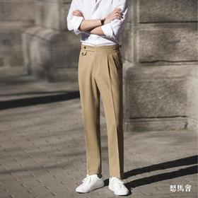 Hardy Minnis Fresco 强捻抗皱黄卡其色意式工艺裤装