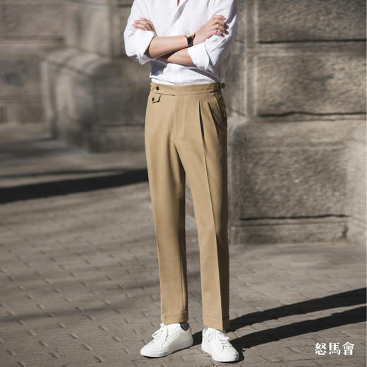 Hardy Minnis Fresco 强捻抗皱黄卡其色意式工艺裤装 商品图0