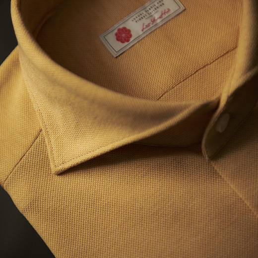 Canclini 90支双股埃及棉珠地针织姜黄色意式工艺衬衫 商品图2