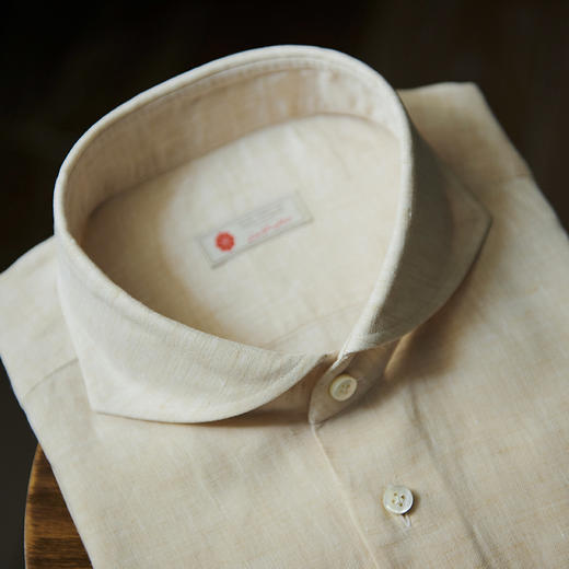 Stylbiella 法国亚麻米白色意式工艺衬衫 商品图1