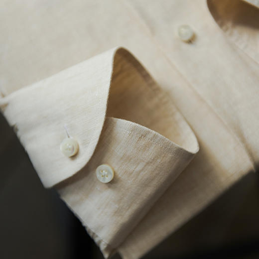 Stylbiella 法国亚麻米白色意式工艺衬衫 商品图4
