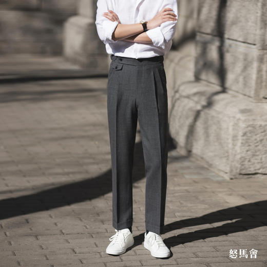 Hardy Minnis Fresco 强捻抗皱深灰色千鸟格意式工艺裤装 商品图1