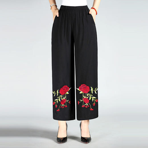 NP-180新品民族风绣花舞裤中老年妈妈高腰大码裙裤WY 商品图3