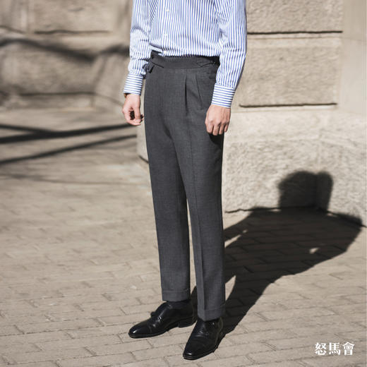 Hardy Minnis Fresco 强捻抗皱深灰色意式工艺裤装 商品图0