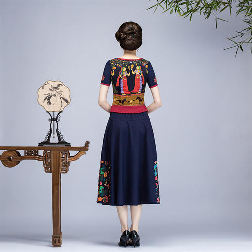 YTG-001011夏新款民族风大码修身套装国民复古短袖显瘦唐装 商品图1